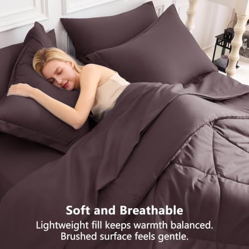 CozyLux King Comforter Set 102"x90" Cocoa Powder - Image 4