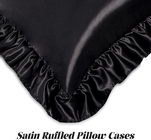 Homiest Black Ruffle Satin Body Pillow Cover - Image 4