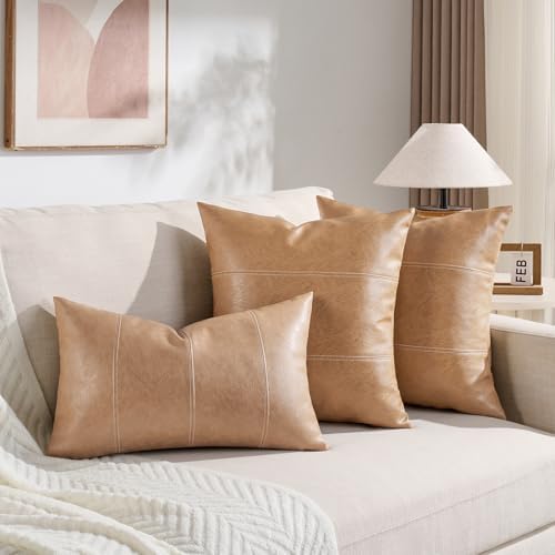Fancy Homi Tan Decorative Throw Pillow Covers 20x20 Inch - Image 5