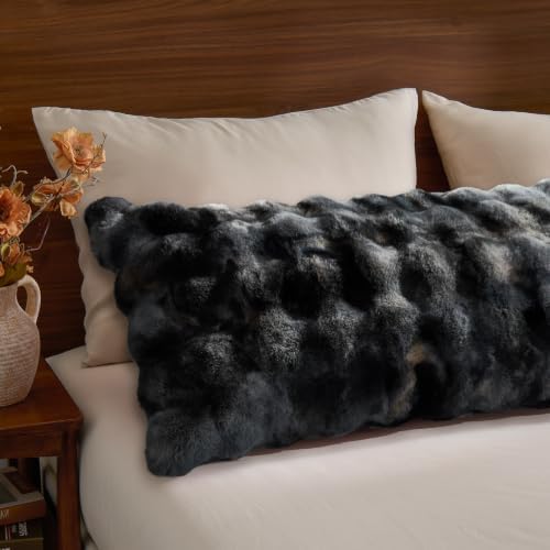BEDELITE Faux Rabbit Fur Zippered Body Pillow Cover, 20x54 Long Pillow Case - Image 3