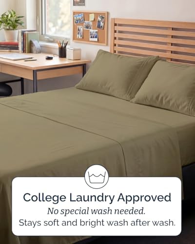 Full XL Sheets - 4 Piece Full XL Sheet Set - Breathable & Cooling - Khaki - Image 6
