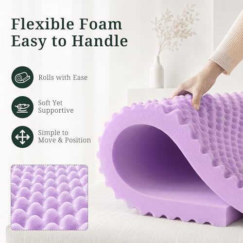 4 Inch Egg Crate Memory Foam Mattress Topper King, Pressure Relief - Image 3
