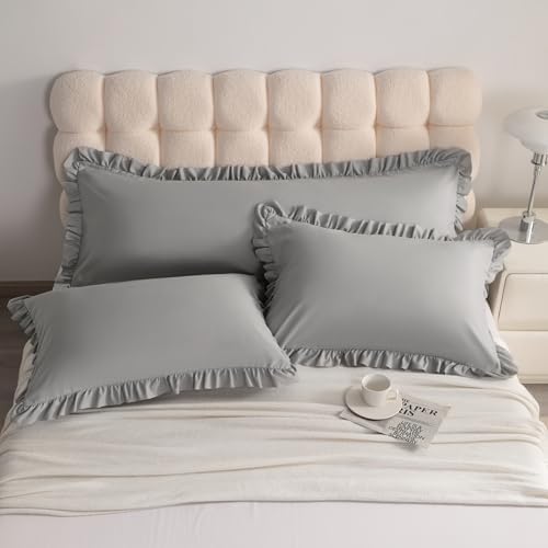 Ruffled Body Pillow Shams, 1 Pack, 20x54 Inches, Smoke Grey - Image 6