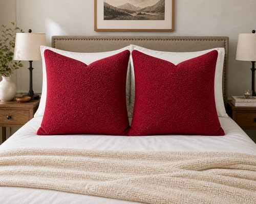 REAFORT Sherpa Euro Sham Cover 26"x26", Zipper Closure - Image 7
