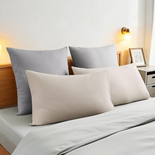 100% Cotton Waffle Weave Throw Pillow Covers Set of 2 - Image 6