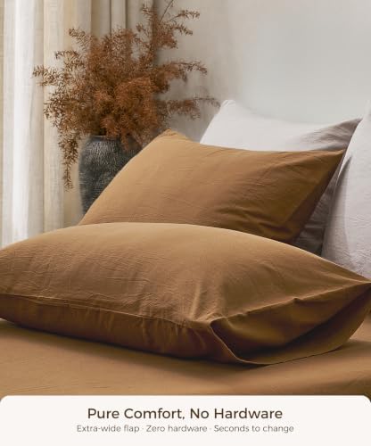 JELLYMONI 100% Washed Cotton Pillowcases, Envelope Closure 2-Pack - Image 5