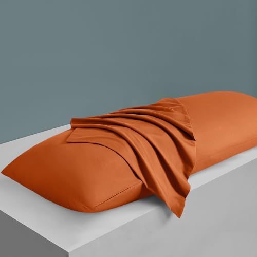MILVOWOC Brushed Microfiber Body Pillowcases, Burnt Orange, 20x48 Inch - Image 6