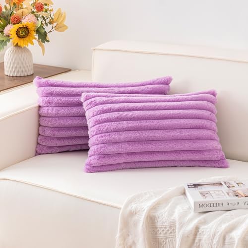 Aegero Pack of 2 Faux Fur Christmas Throw Pillow Covers 12x20 Inch by Unknown