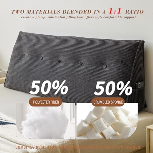 Wedge Headboard Pillow for Bed, Full Dorm Headboard Pillow Support for Sitting - Image 4