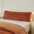 MEGO Fluffy Faux Rabbit Fur Ribbed Body Pillow Cover 20x54, Burnt Orange by MEGO