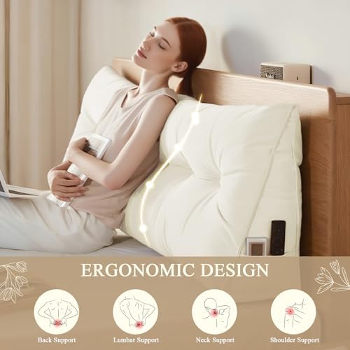 DANGHOOGY Headboard Pillow Queen, Large Triangular Wedge Headboard Pillow - Image 2
