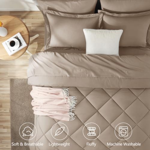 CozyLux Full Comforter Set 82"x86" Khaki - Image 2