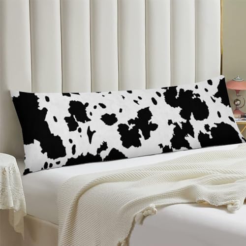 Cow Print Body Pillow Cover Black and White Cow Long Pillow Case - Image 2