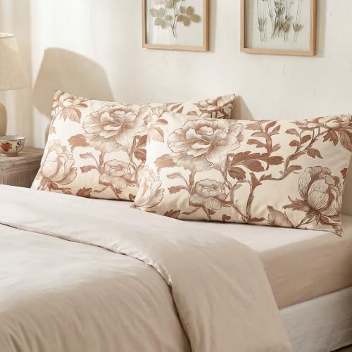 Bedorm 100% Cotton Pillowcases Set of 2 Standard Size Floral Pillow Cover - Image 6