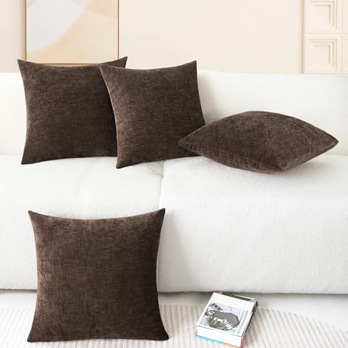 CaliTime Decorative Couch Throw Pillow Covers 18 X 18 Inches Coffee - Image 6