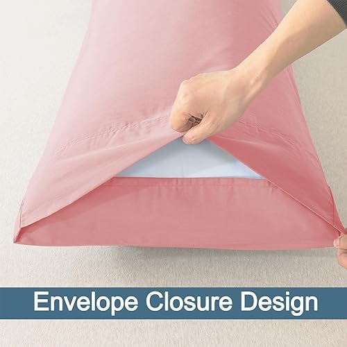 WhatsBedding Body Pillow Cover Cotton, Envelope Closure, Foggy Pink - Image 3
