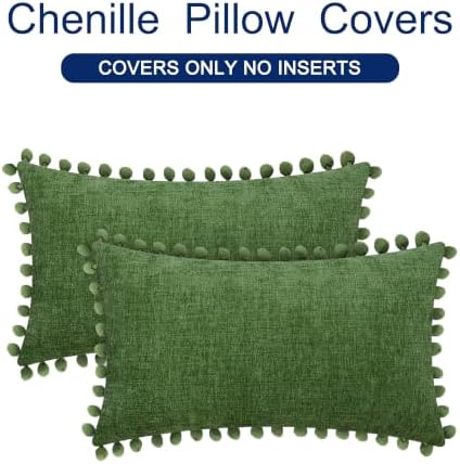 CaliTime Decorative Couch Throw Pillow Covers 20 X 12 Inches Forest Green - Image 6