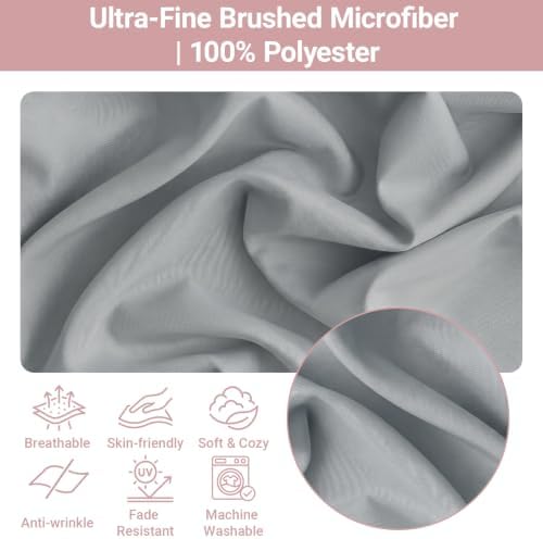 Set of 2 Brushed Microfiber Ruffle Pillow Cases Body Silver Gray - Image 2