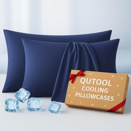 Luxury Cooling Pillowcases Standard Size 2 Pack, Q-Max>0.4 Cool Touch by QUTOOL