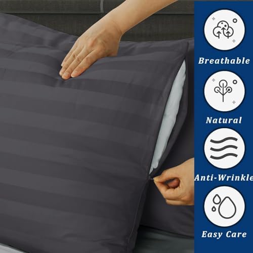 King Size Pillowcases 100% Egyptian Cotton 4 Pcs, 400 Thread Count Sateen Weave - Image 4
