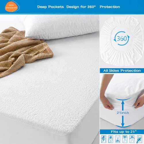 GRT 2 Pack Queen Mattress Protector Waterproof, Breathable & Noiseless Premium - Image 4
