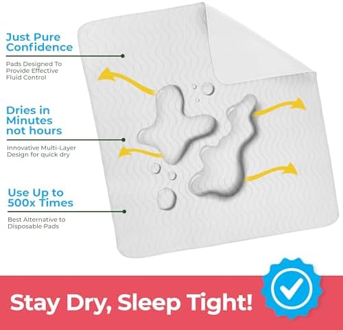 4 Pack Waterproof Reusable Heavy Absorbency Incontinence Bed Pads 34"x52" - Image 3