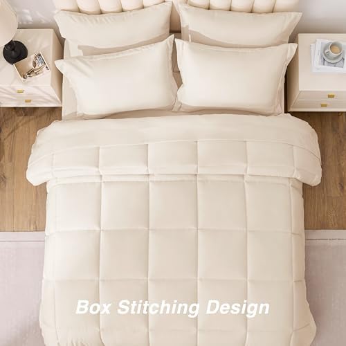 Love's cabin Twin Comforter Set Beige, 5 Pieces Twin Bed in a Bag, All Season - Image 4