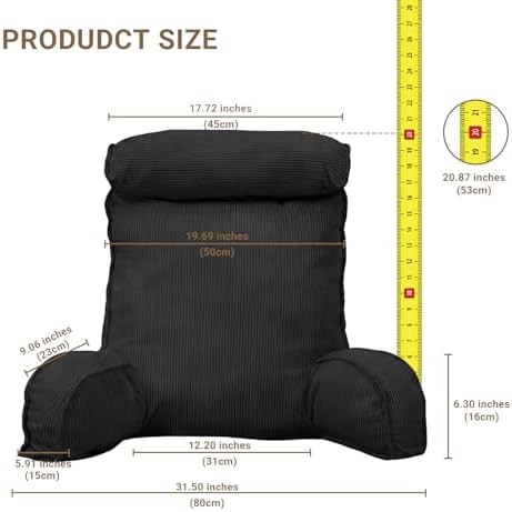 Reading Pillow for Bed with Detachable Neck Roll and Shredded Memory Foam - Image 2