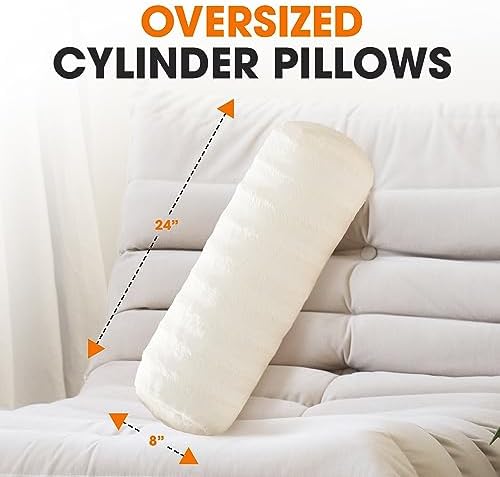 Cheer Collection Faux Fur Bolster Pillows – Soft Decorative Cylinder Pillows - Image 2