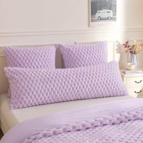 XeGe Luxury Bubble Fluffy Faux Rabbit Fur Body Pillow Cover 20x54 by XeGe