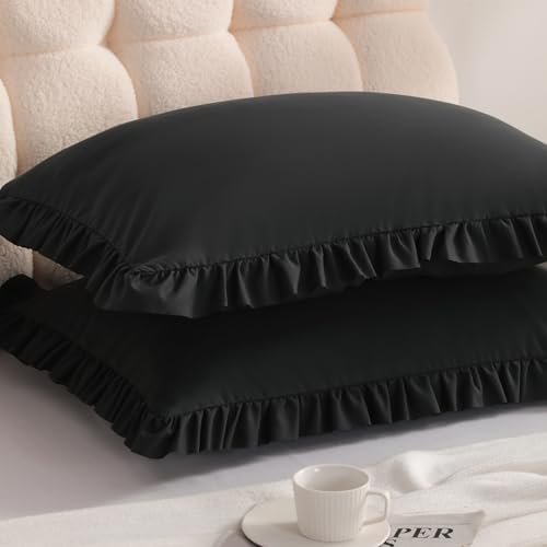 Ruffled King Pillow Shams, 2 Pack, 20x36 Inches by Aerlomi