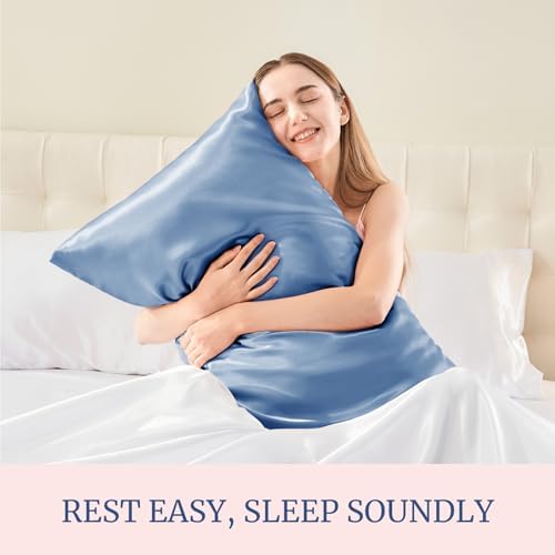 BEDELITE Satin Pillowcases, Toddler Size 13x18 Inch, Airy Blue - Image 5