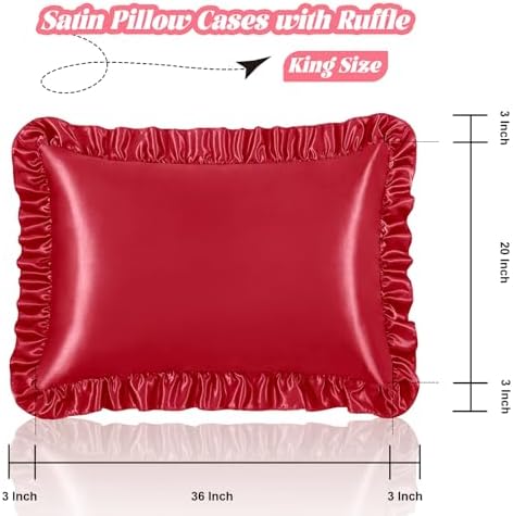 Homiest Red Ruffle Satin Pillowcase Set of 2 - Image 3