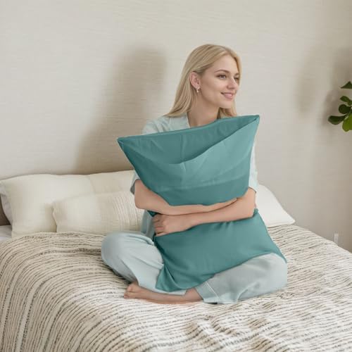Teal Pillow Cases Standard Size 2 Pack, Bamboo Rayon Cooling Pillowcases - Image 6