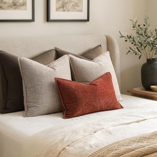 MIULEE Decorative Couch Throw Pillow Covers 16x16 Inch Taupe 2 Pack - Image 6