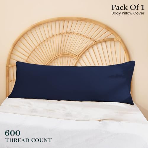 Body Pillow Cover 20x72 Navy Blue 100% Egyptian Cotton 600 Thread Count - Image 2
