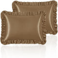 Homiest Camel Brown Ruffle Satin Pillowcase Set of 2 by Homiest
