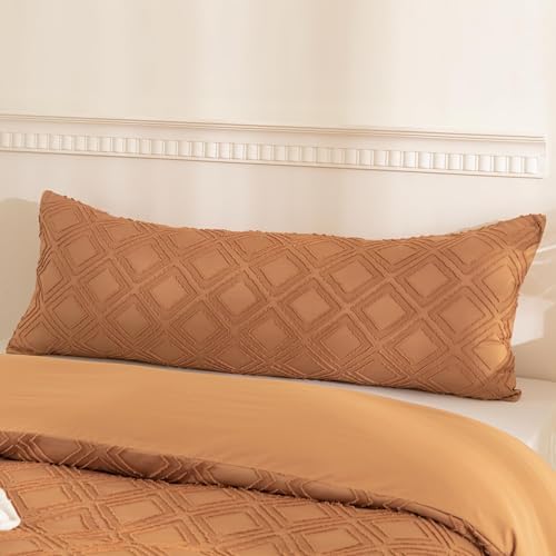 JELLYMONI Rust Grid Tufted Pillowcases Body Size 20" x54" by JELLYMONI