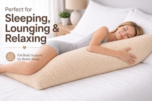REAFORT Sherpa Body Pillow Cover 21"x54", Zipper Closure - Image 3