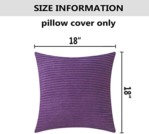 Home Brilliant Purple Pillow Covers 18x18 Striped Velvet Corduroy Decorative - Image 5