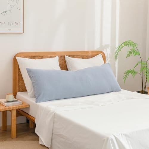 BESTOUCH Washed Cotton Pillowcases Linen Feel Off White Euro - Image 4