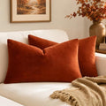 MIULEE 12x20 Inch Lumbar Velvet Fall Throw Pillow Covers Burnt Orange by MIULEE