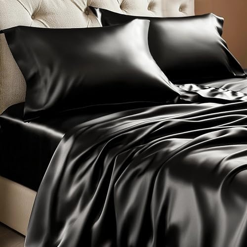 BEDELITE Satin Sheets Full Size Bed Set, 4 Pieces by BEDELITE