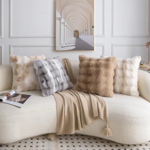 MADIZZ Pack of 2 Thick Plush Faux Wool Throw Pillow Covers Soft Boho Throw - Image 6