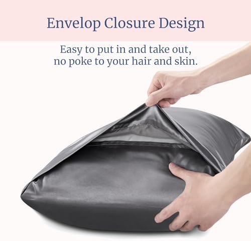 BEDELITE Satin Pillowcases, Standard Size 20x26 Inch, Dark Grey - Image 6
