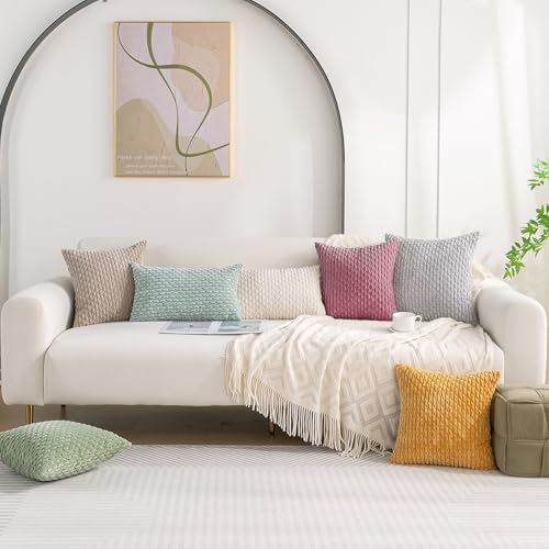 Set of 4 Pink Decorative Throw Pillow Covers 16x16 Inch Corduroy Pillow Covers - Image 2