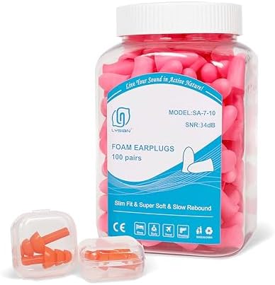 LYSIAN 35dB SNR Slim Foam Ear Plugs, Small Ear Canals, 100 Pairs by LYSIAN
