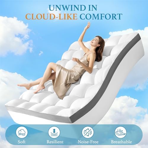 4 Inch Memory Foam Mattress Topper, Cooling Extra Thick 2000 GSM Pillow Top - Image 5