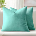 MIULEE 24x24 Inch Pack of 2 Euro Velvet Throw Pillow Covers Aqua Green by MIULEE