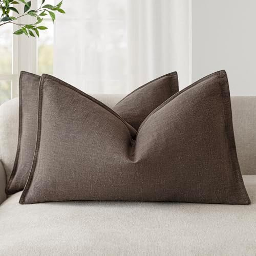 Foindtower Decorative Linen Lumbar Throw Pillow Covers 12x20 Reddish Brown by Foindtower